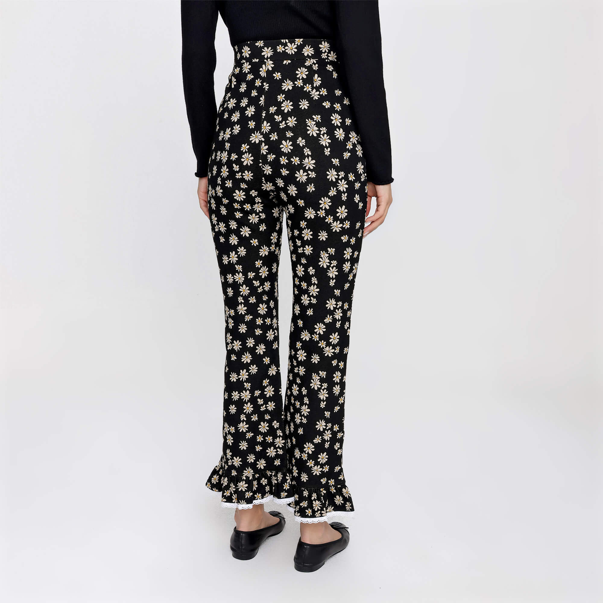 Miu Miu - Black Daisy Print Pants